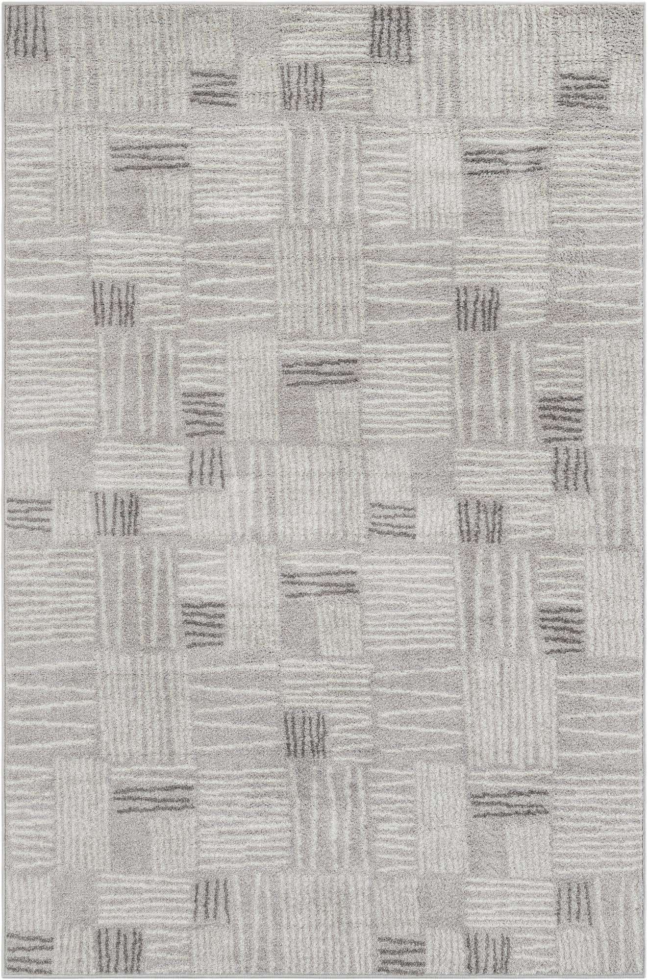 5' 3 x 8' Snowberry · Lines rug, gray