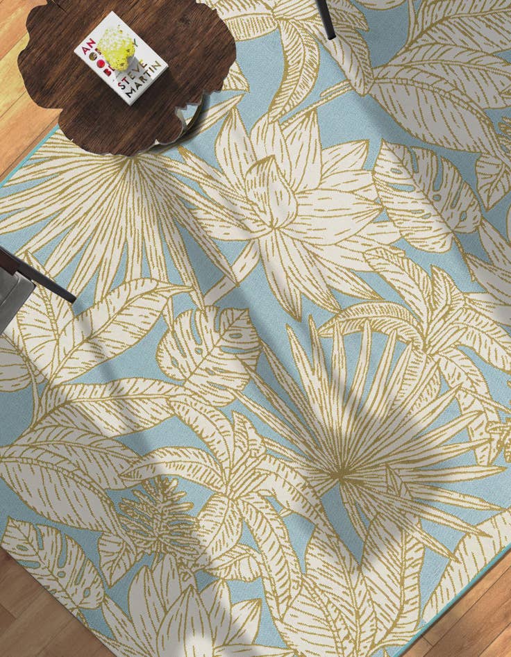 Detail image of 4' x 6'  Washable Botanical Indoor / Outdoor Rug