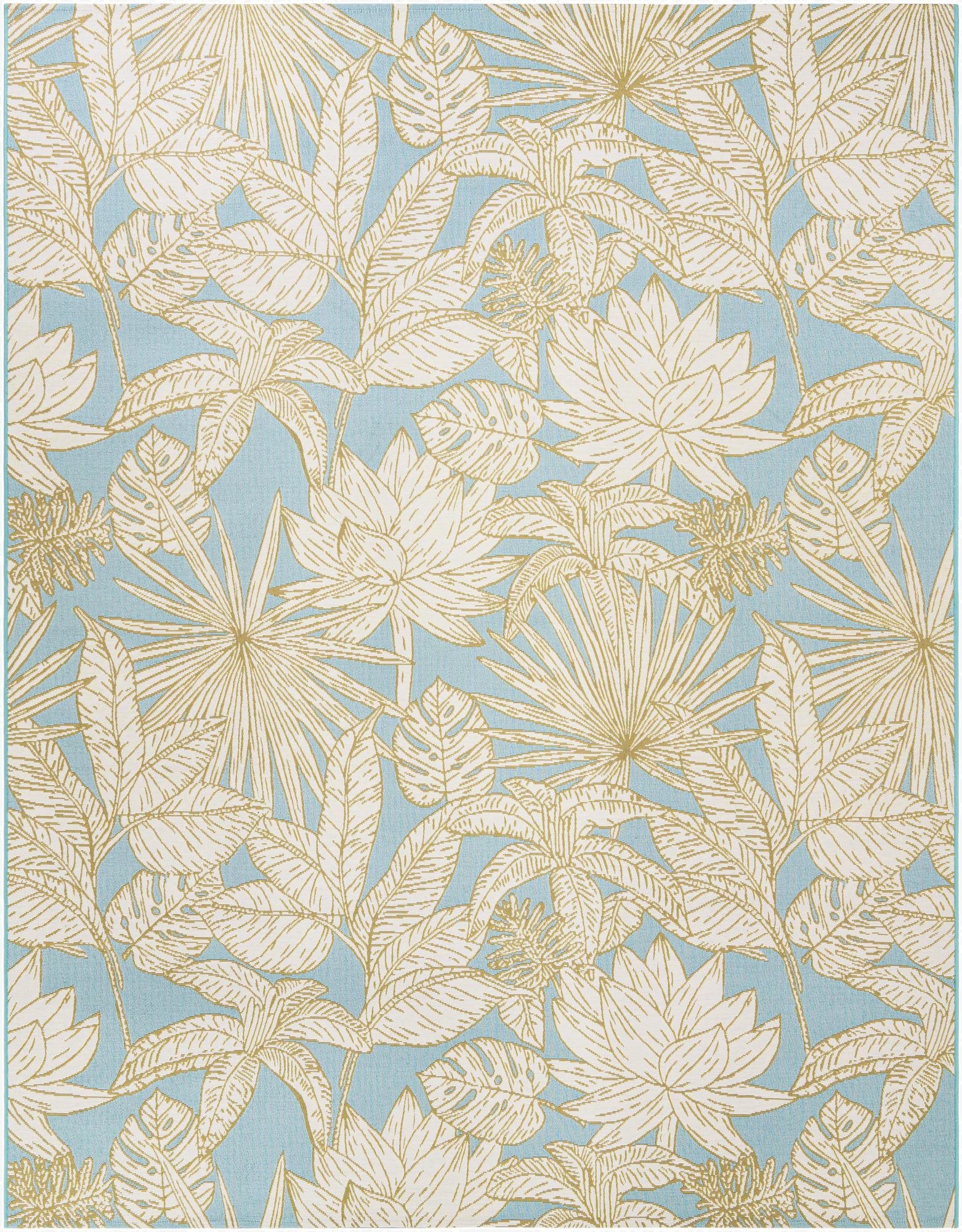 7' 10 x 10'  Washable Botanical Indoor / Outdoor Rug