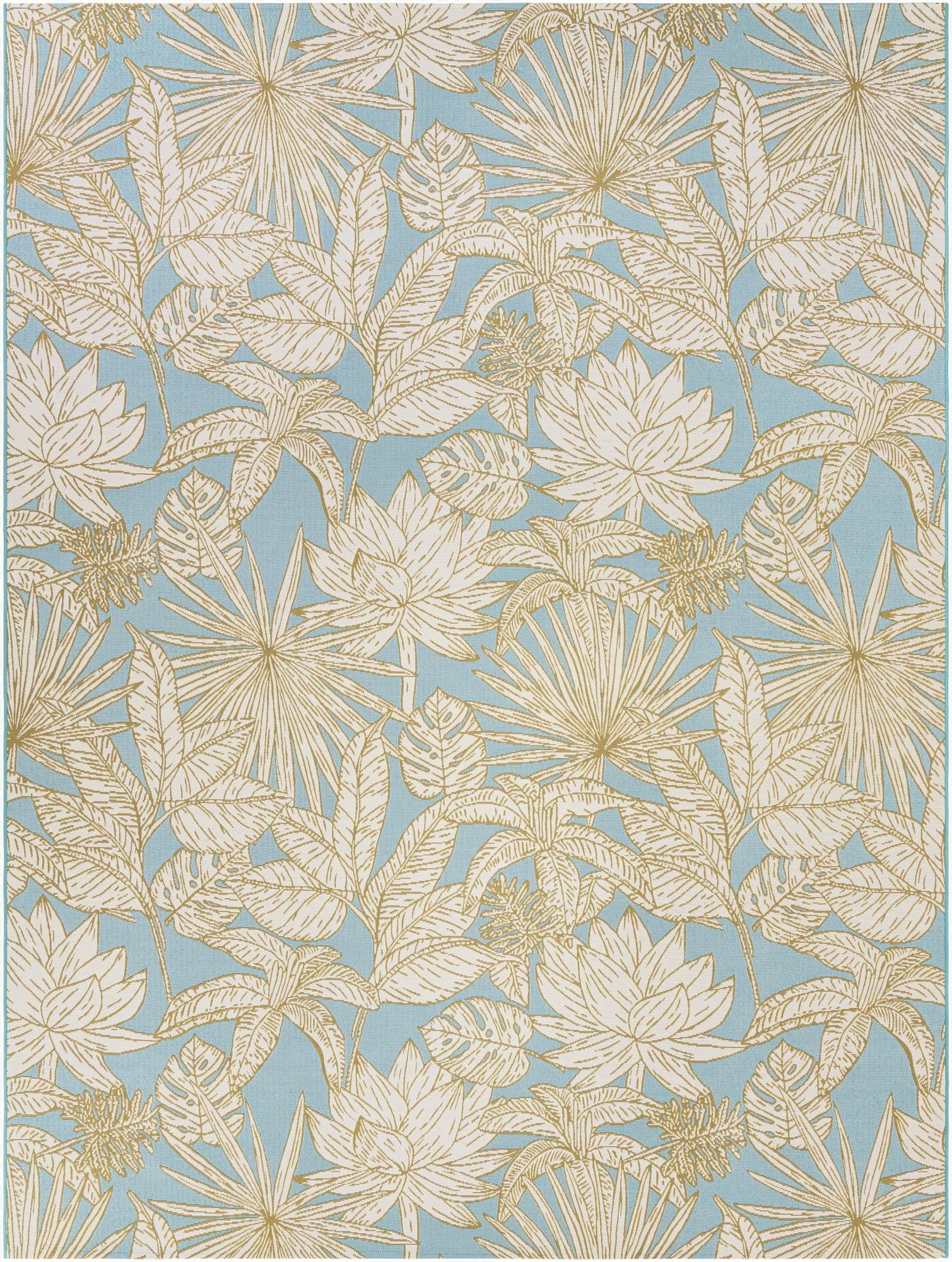 9' x 12'  Washable Botanical Indoor / Outdoor Rug