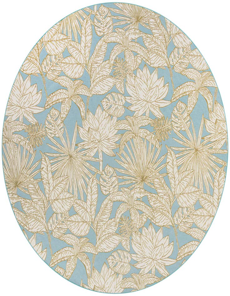 Detail image of 10' x 10' Easy-Clean Botanical Indoor / Outdoor Round Rug