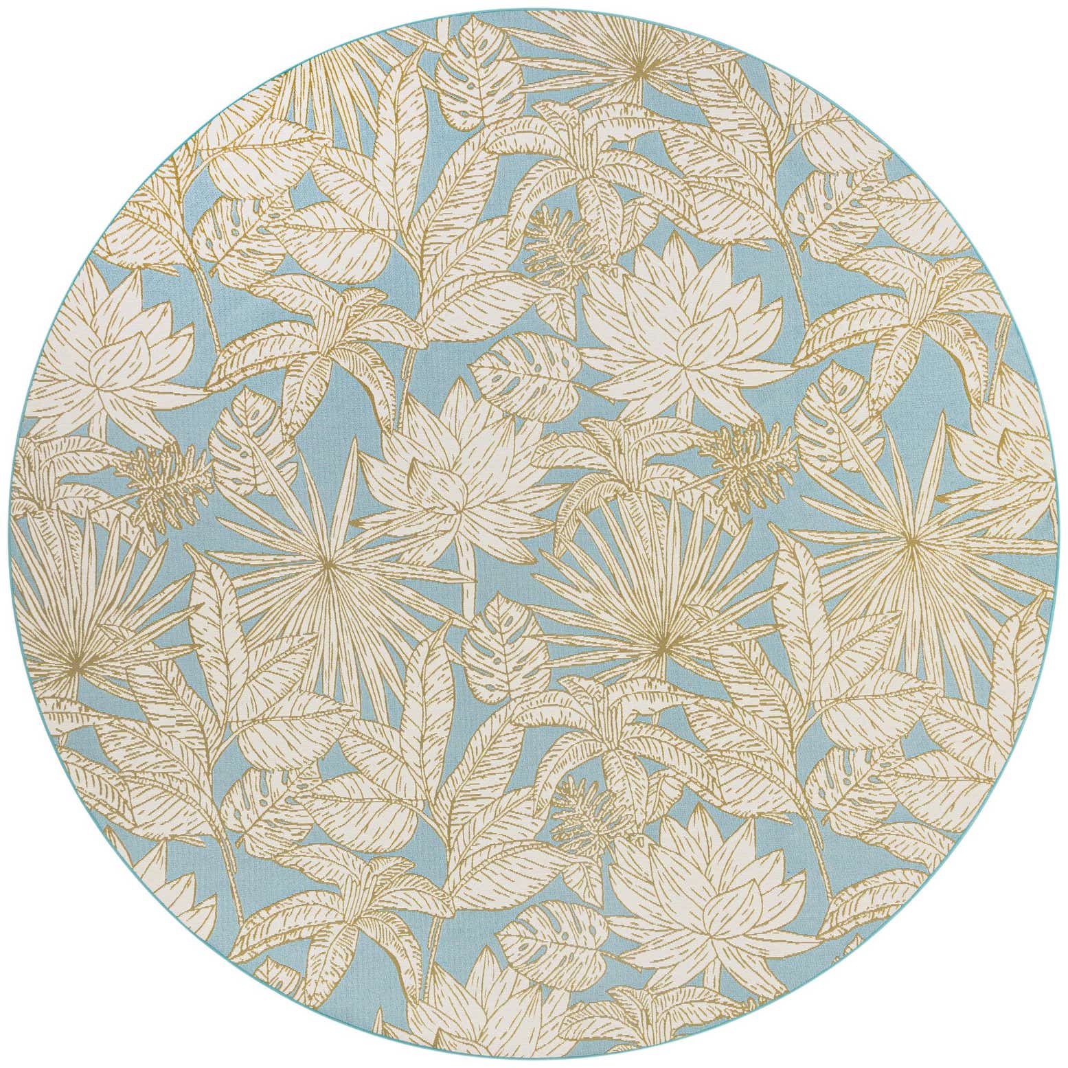 10' x 10' Easy-Clean Botanical Indoor / Outdoor Round Rug