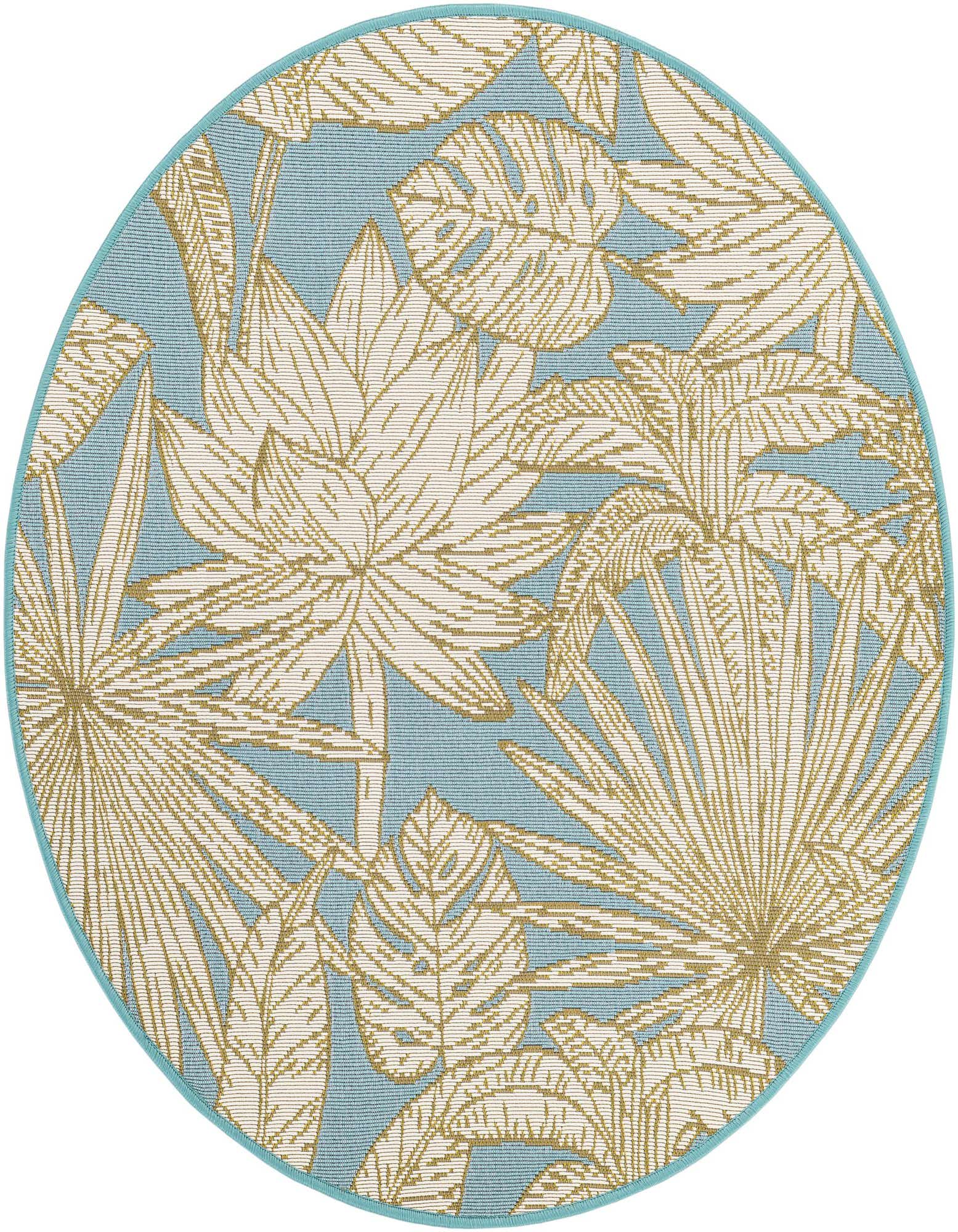 3' x 3' Easy-Clean Botanical Indoor / Outdoor Round Rug