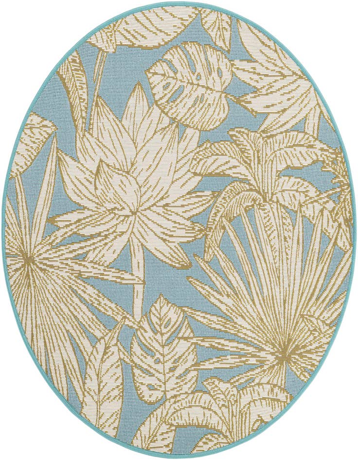 Detail image of 3' x 3' Easy-Clean Botanical Indoor / Outdoor Round Rug