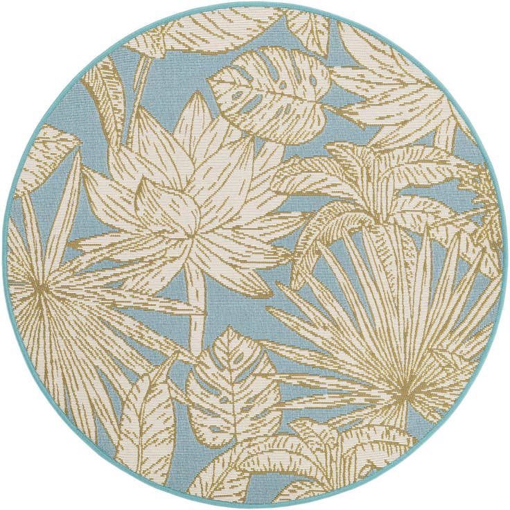 Detail image of 3' x 3' Easy-Clean Botanical Indoor / Outdoor Round Rug
