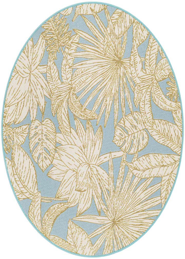 4' x 4' Easy-Clean Botanical Indoor / Outdoor Round Rug