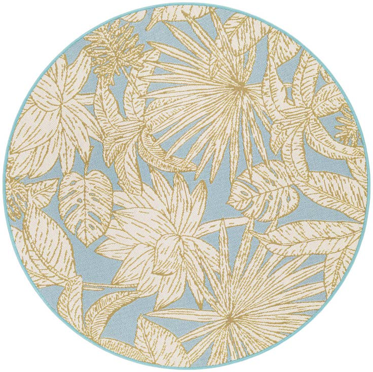 Detail image of 4' x 4' Easy-Clean Botanical Indoor / Outdoor Round Rug