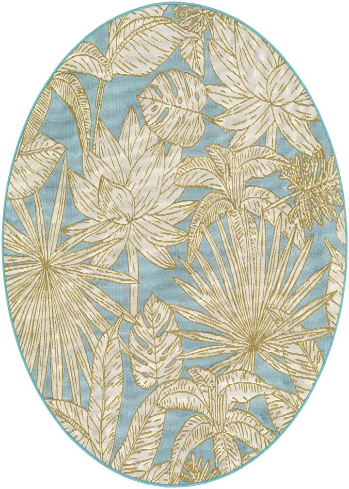 5' x 5' Easy-Clean Botanical Indoor / Outdoor Round Rug