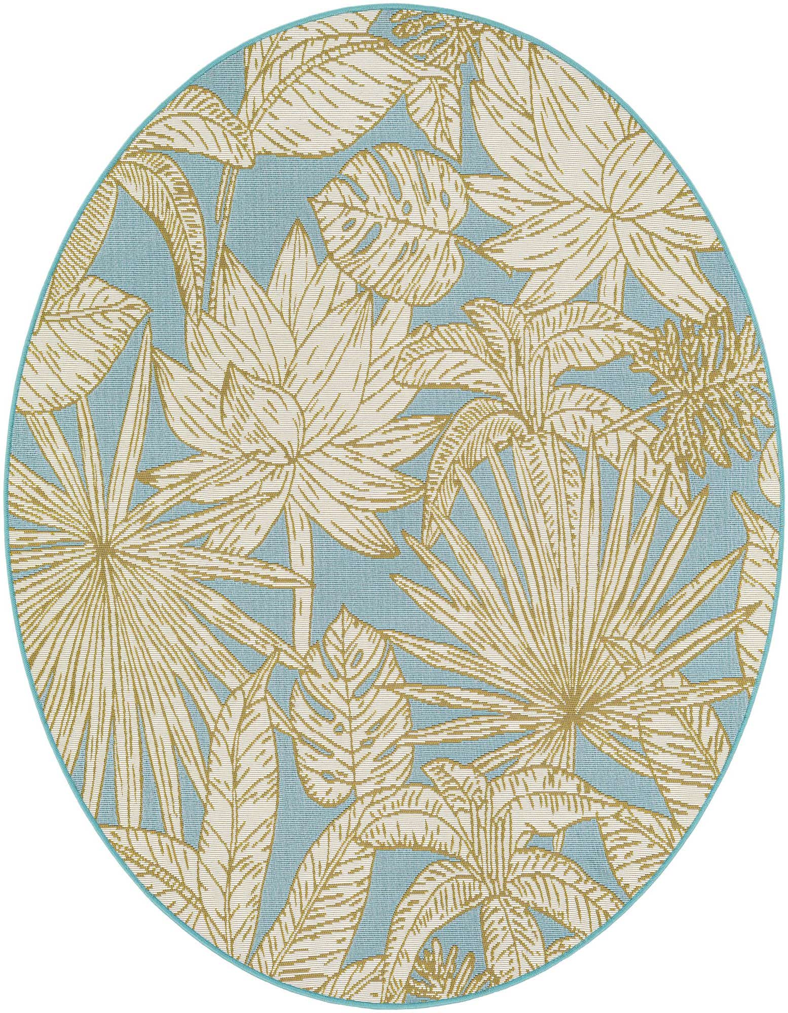 5' x 5' Easy-Clean Botanical Indoor / Outdoor Round Rug