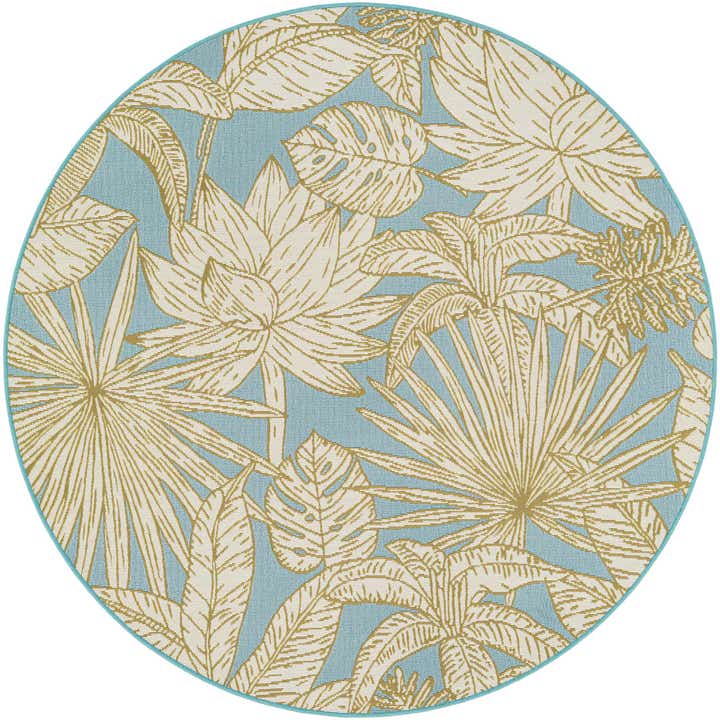 5' x 5' Easy-Clean Botanical Indoor / Outdoor Round Rug