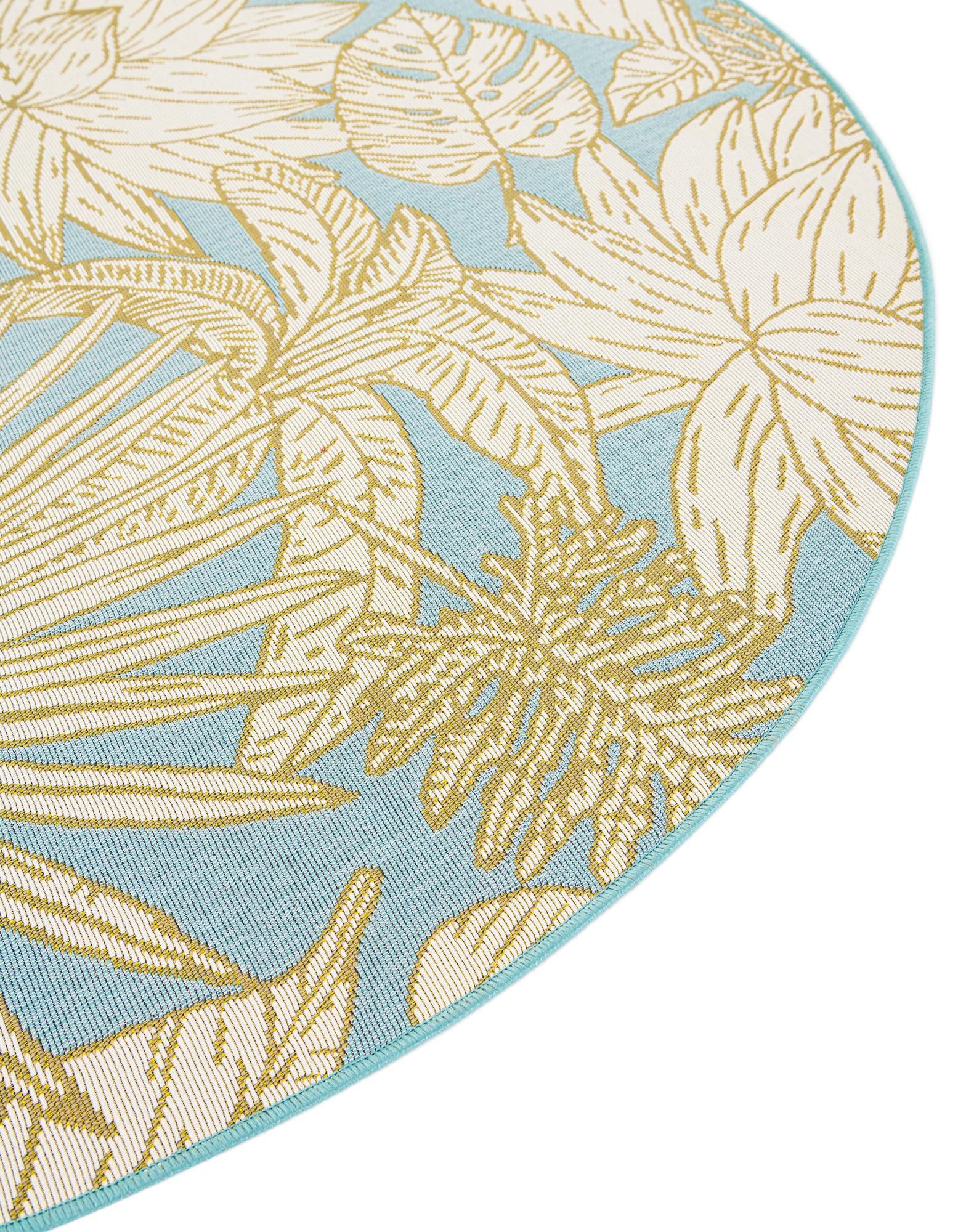 4' x 4' Easy-Clean Botanical Indoor / Outdoor Round Rug