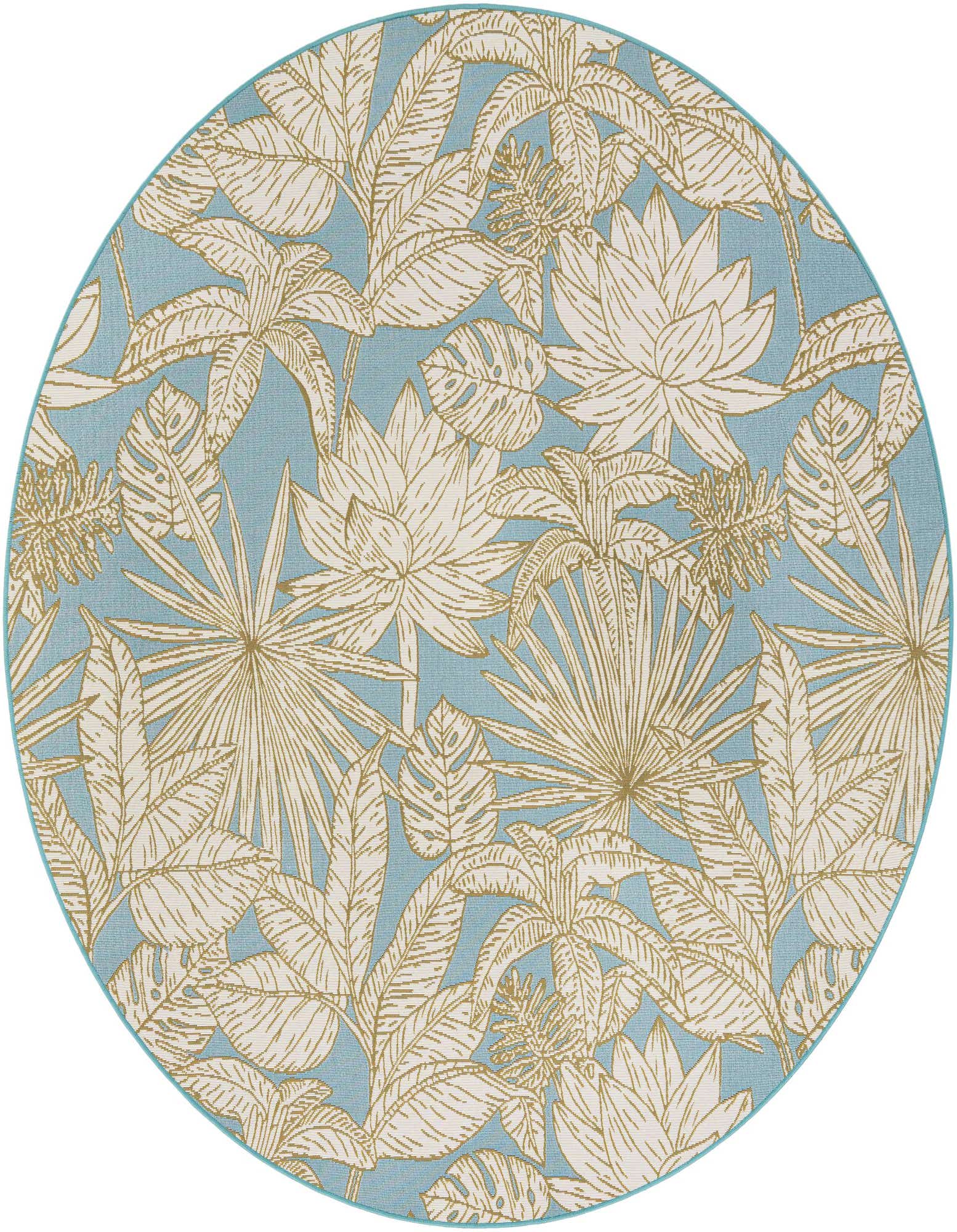 7' 10 x 7' 10 Easy-Clean Botanical Indoor / Outdoor Round Rug
