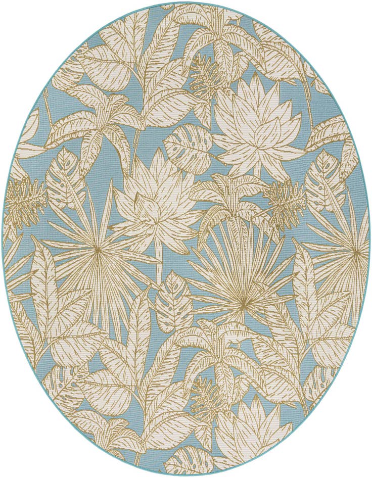 Detail image of 7' 10 x 7' 10 Easy-Clean Botanical Indoor / Outdoor Round Rug