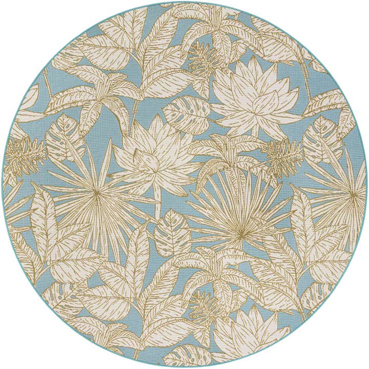 7' 10 x 7' 10 Easy-Clean Botanical Indoor / Outdoor Round Rug