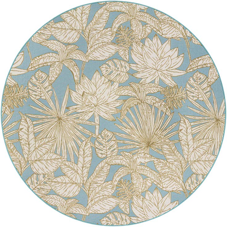 Detail image of 7' 10 x 7' 10 Easy-Clean Botanical Indoor / Outdoor Round Rug