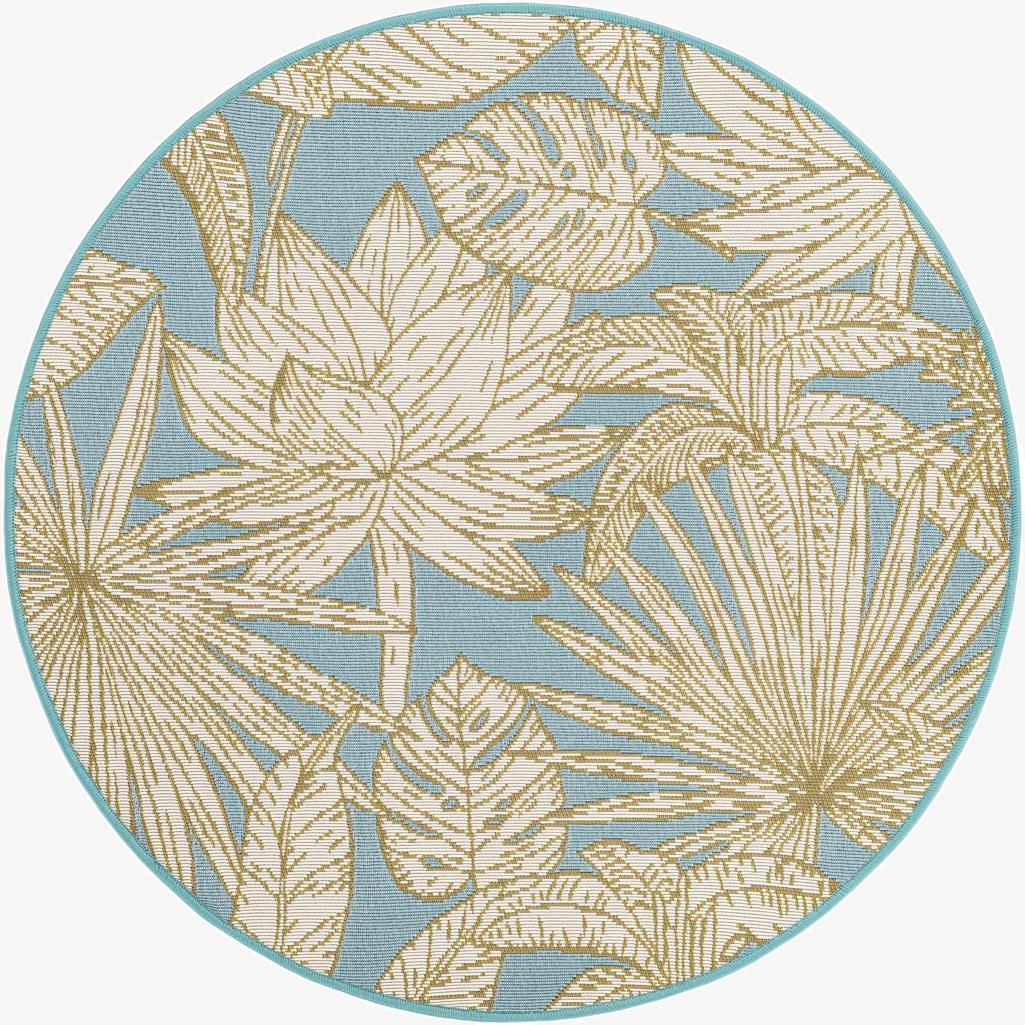 3' x 3'  Washable Botanical Indoor / Outdoor Round Rug