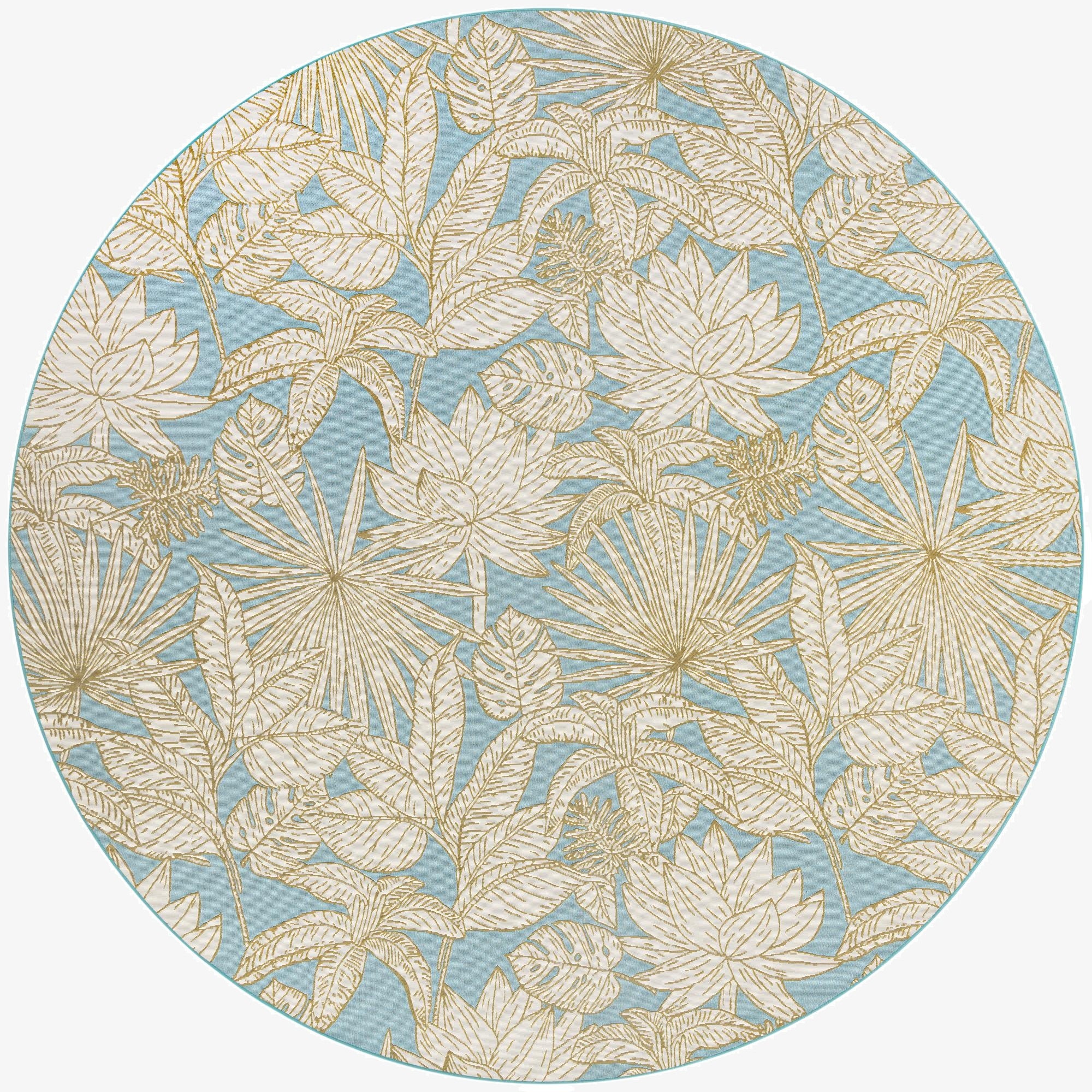 10' x 10'  Washable Botanical Indoor / Outdoor Round Rug