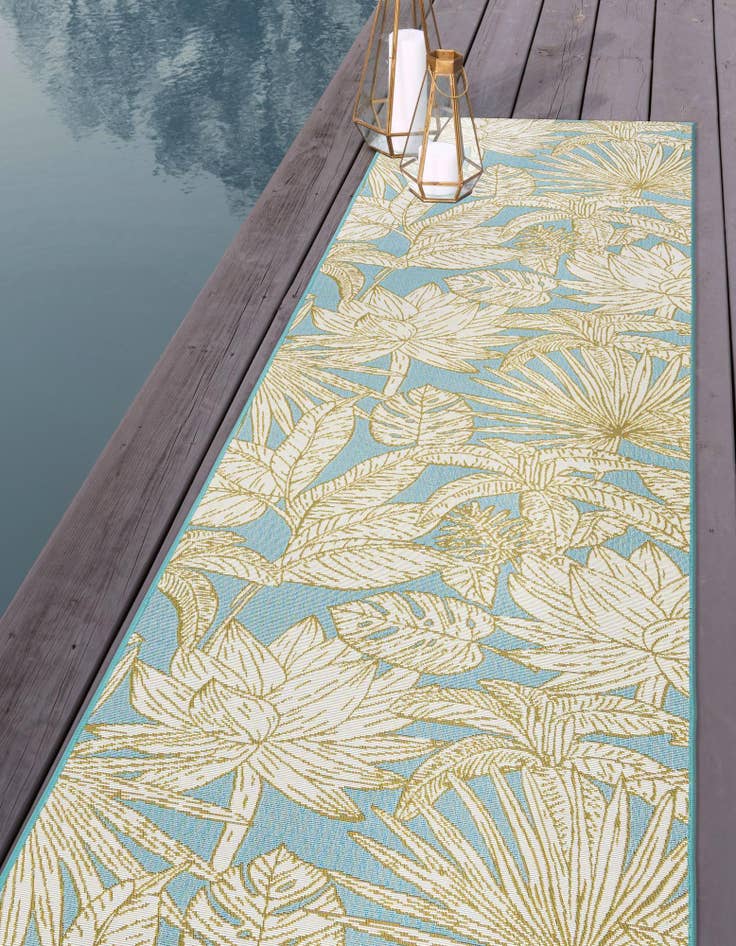 Detail image of 2' 7 x 12'  Washable Botanical Indoor / Outdoor Runner Rug