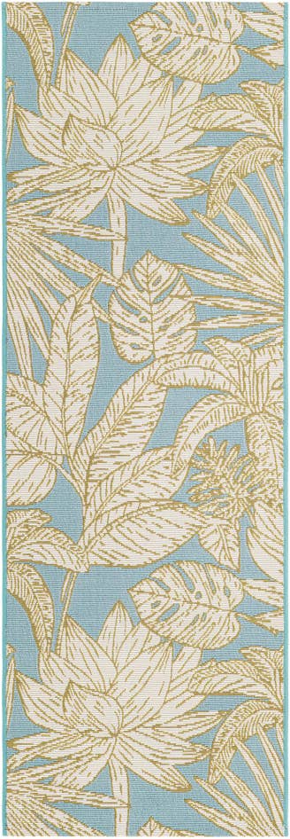 Detail image of 2' x 6' Easy-Clean Botanical Indoor / Outdoor Runner Rug