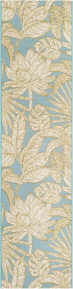 Detail image of 2' x 8' Easy-Clean Botanical Indoor / Outdoor Runner Rug