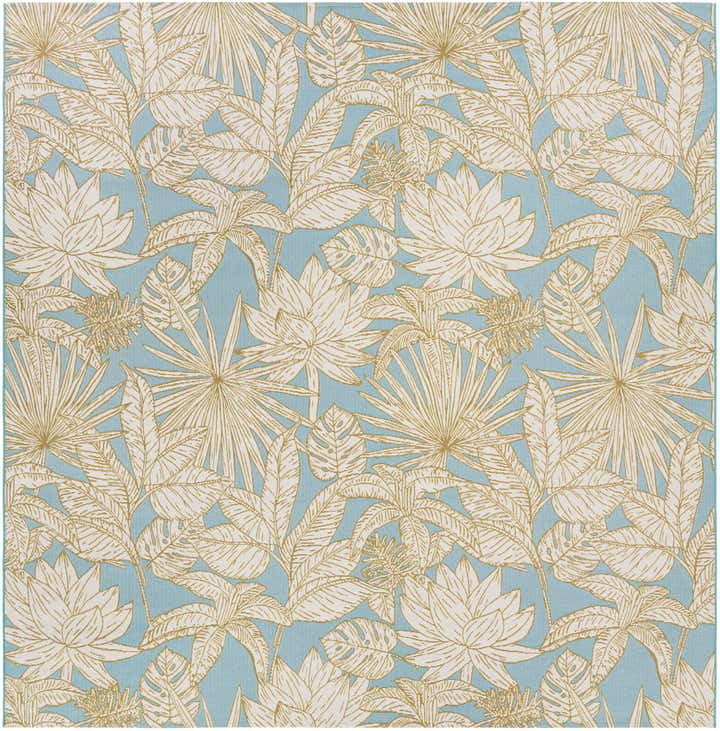 10' x 10' Easy-Clean Botanical Indoor / Outdoor Square Rug