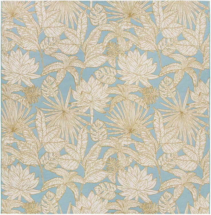 Detail image of 10' x 10' Easy-Clean Botanical Indoor / Outdoor Square Rug