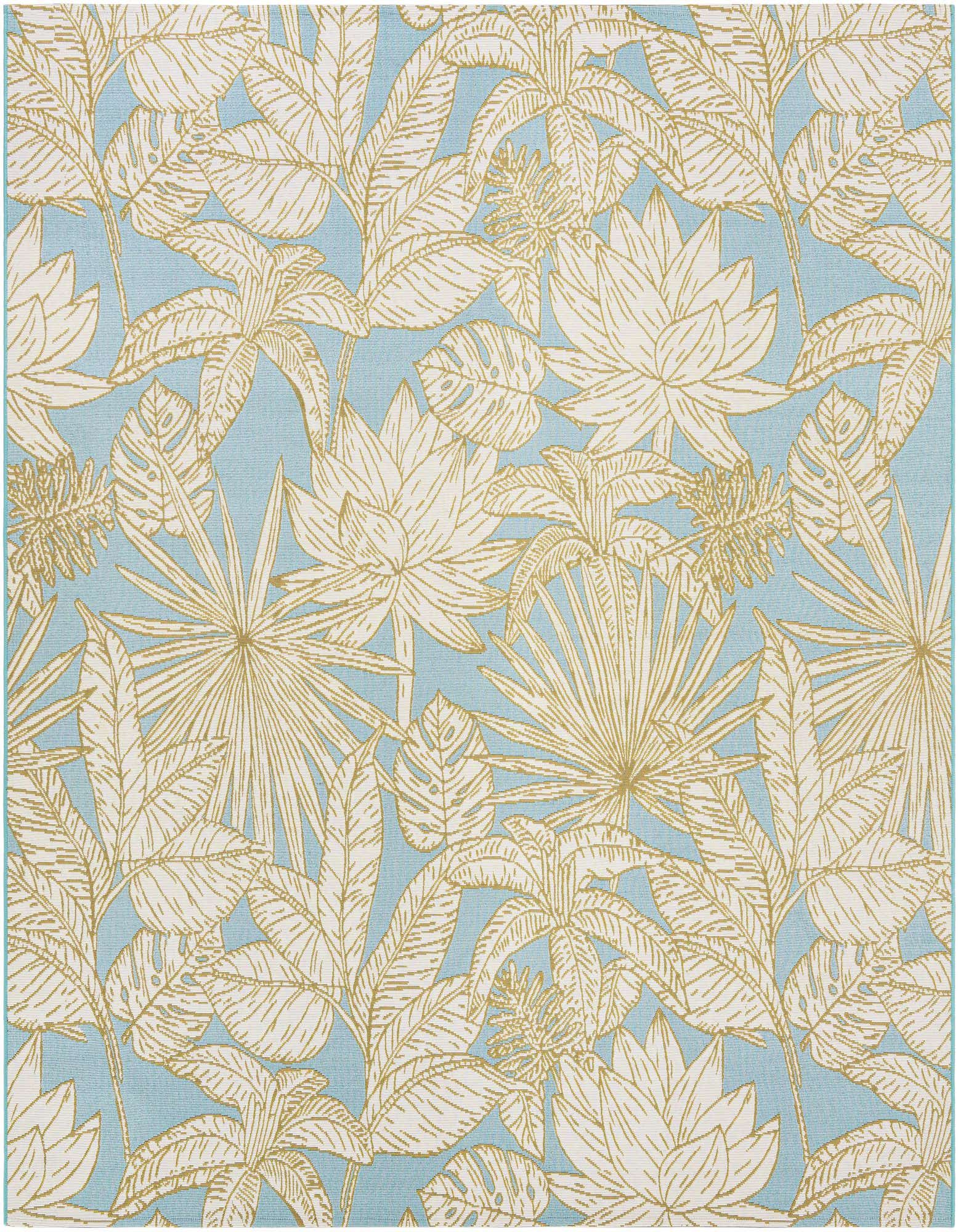 7' 10 x 7' 10 Easy-Clean Botanical Indoor / Outdoor Square Rug