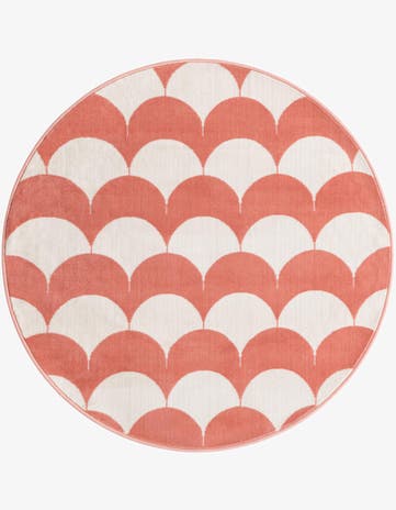 Soft Coral Pink Whimsy Kids Round Rug