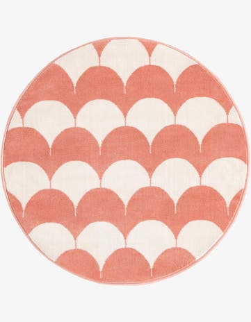 Soft Coral Pink Whimsy Kids Round Rug
