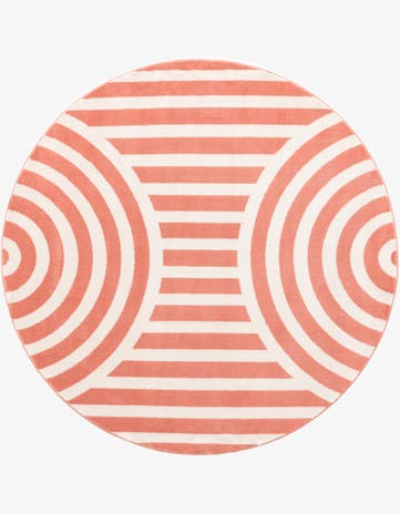 Soft Coral Pink Whimsy Kids Round Rug