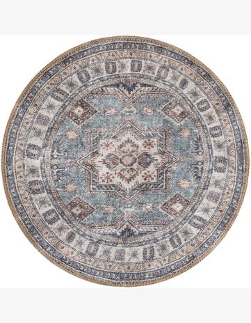 Soft Green Washable Timeless Round Rug