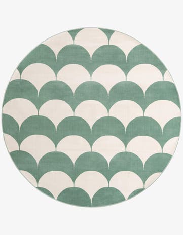 Soft Green Whimsy Kids Round Rug