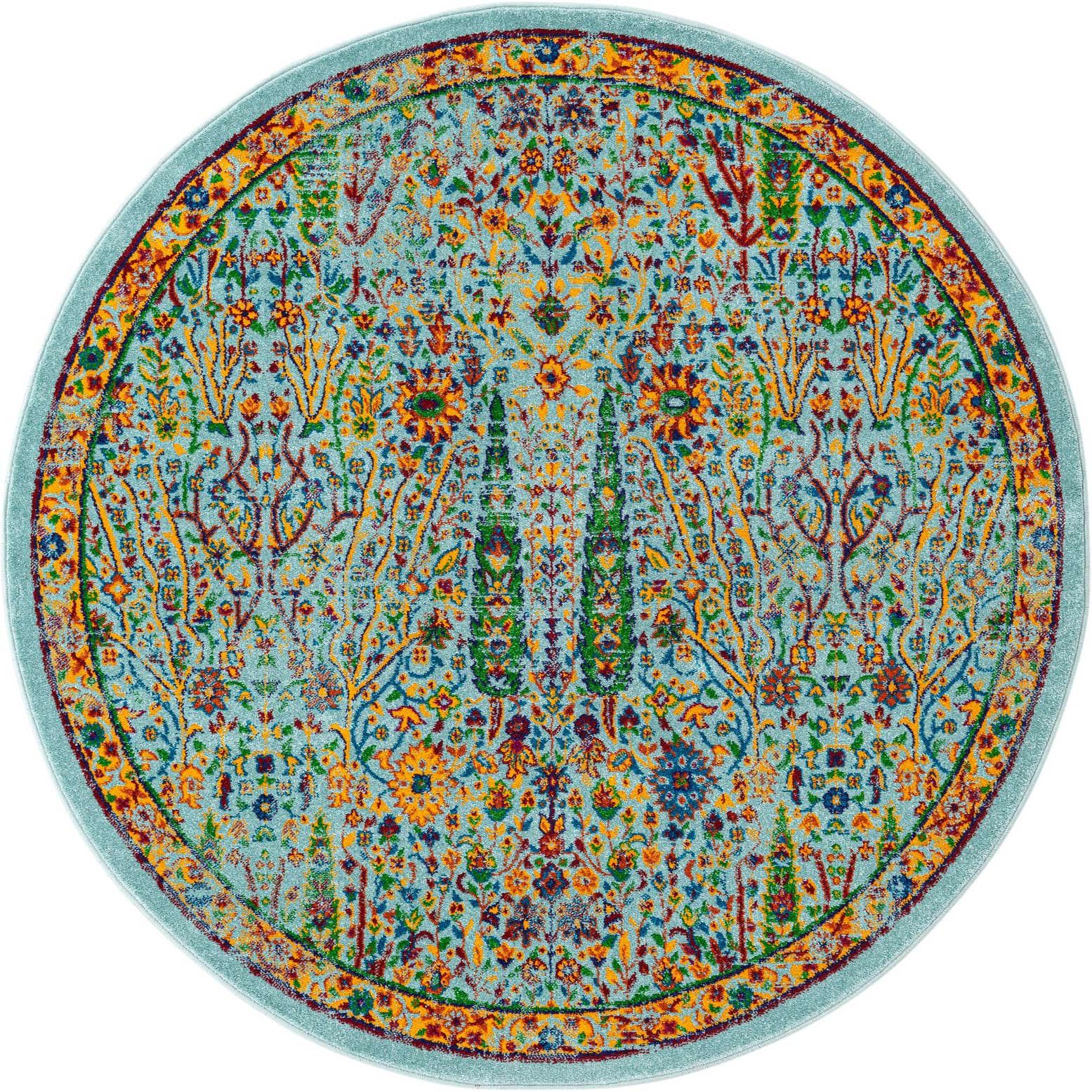 5' 3 x 5' 3 Somers · Border rug, aqua
