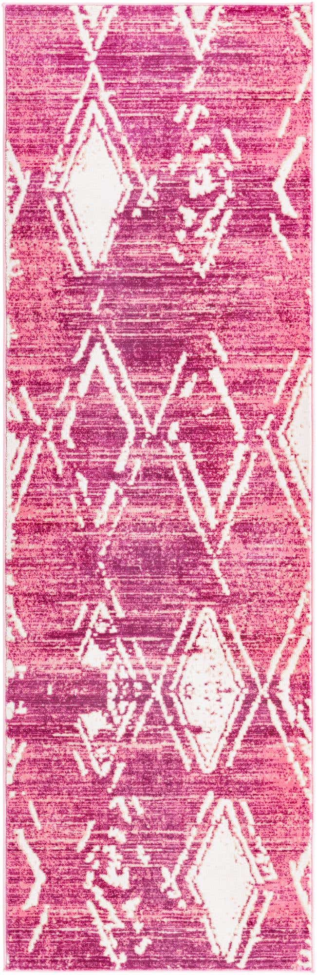 2' 7 x 8' Sorrel · Geometric diamond rug, pink and ivory