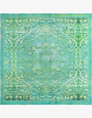 Spring Green Washable Francesca Square Rug