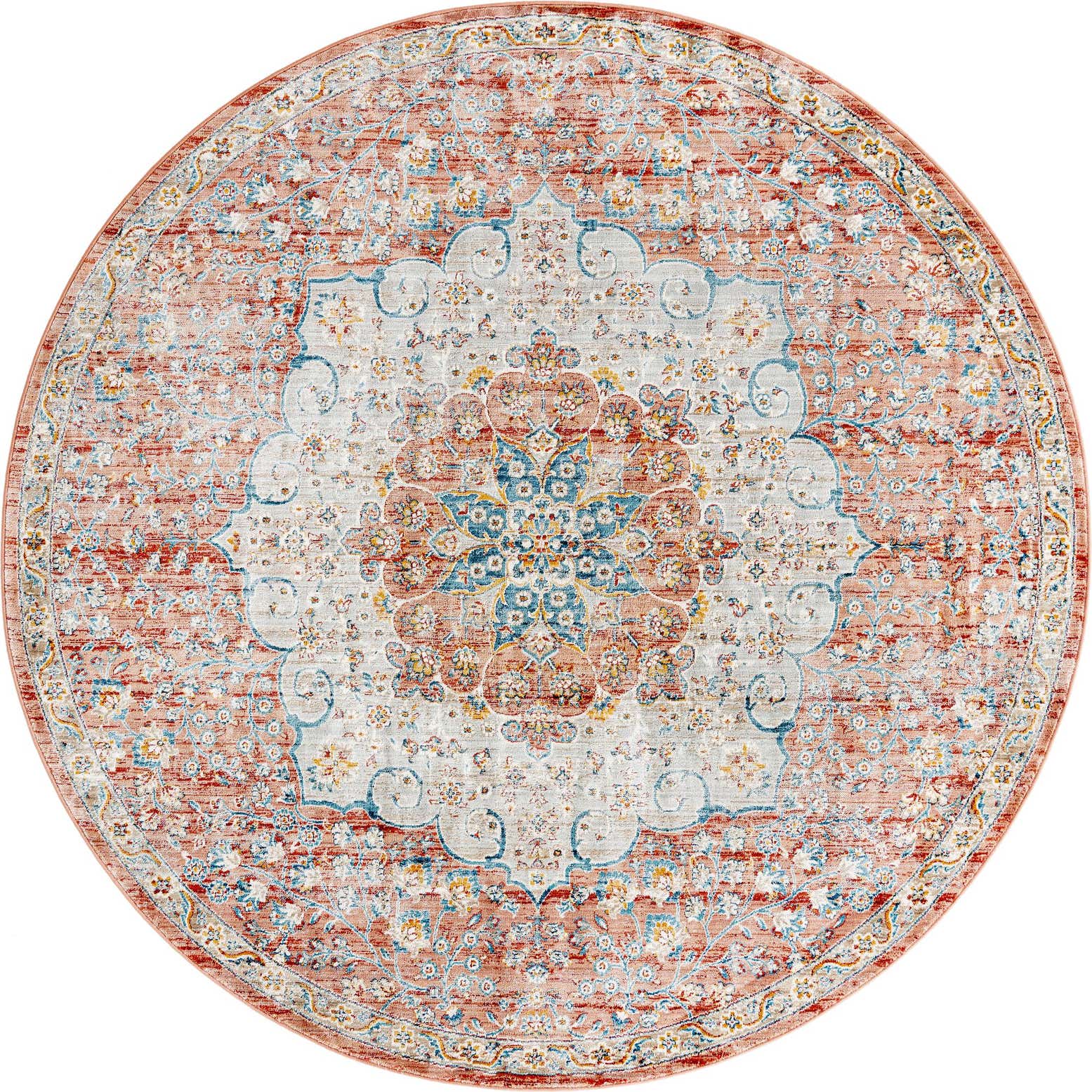 7' x 7' Stanford · Medallion rug, rust and ivory