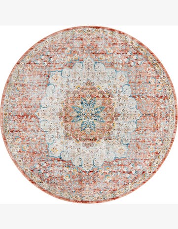 7' x 7' Stanford · Medallion rug, rust and ivory