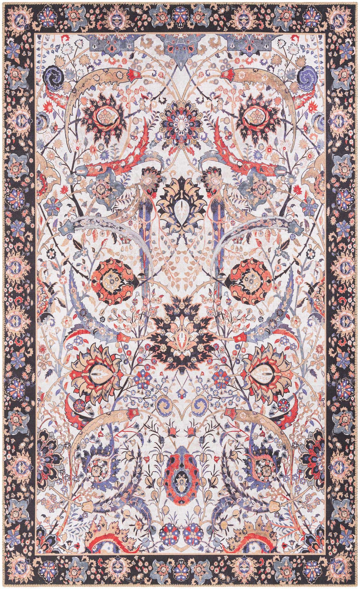 5' 1 x 8' Starr · Border Washable Rug, ivory