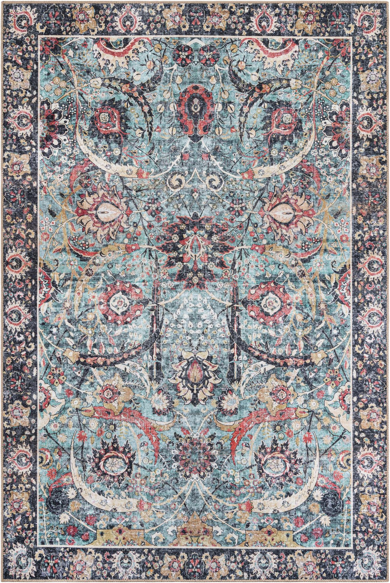 Starr · Border Washable Rug, vintage green