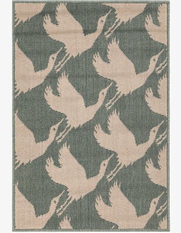 Stone Blue Easy-Clean Coastal Indoor / Outdoor Rug