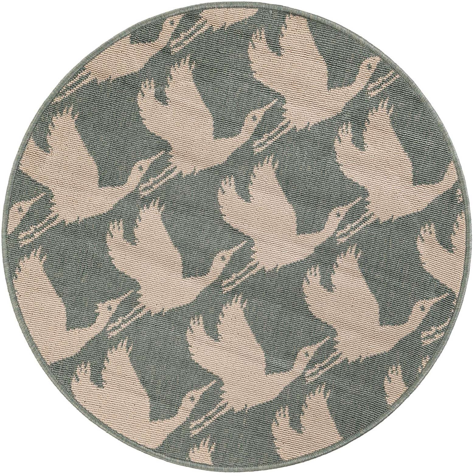 3' x 3' Easy-Clean Coastal Indoor / Outdoor Round Rug