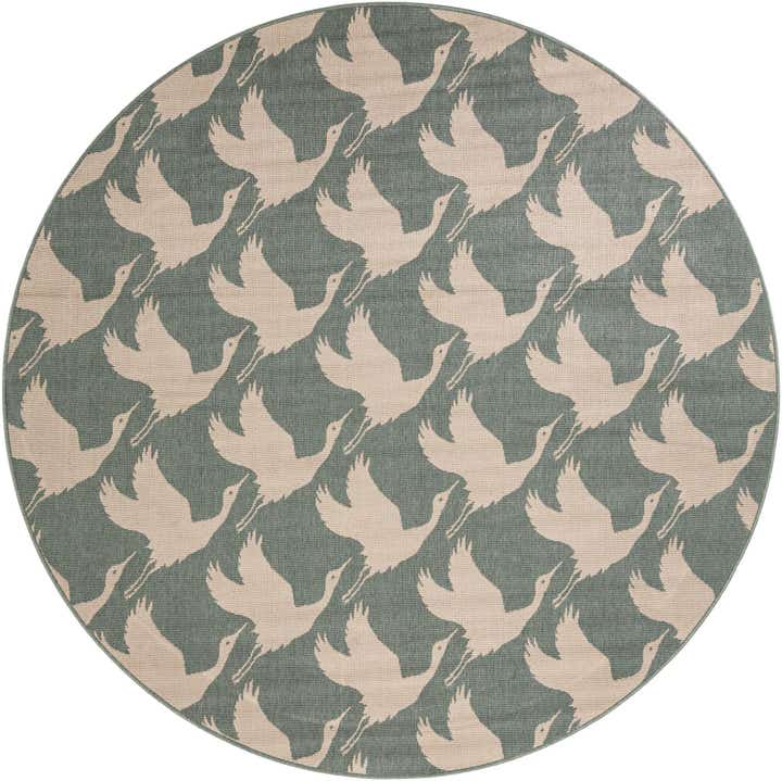 7' 10 x 7' 10 Easy-Clean Coastal Indoor / Outdoor Round Rug