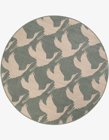 5' x 5' Easy-Clean Coastal Indoor / Outdoor Round Rug