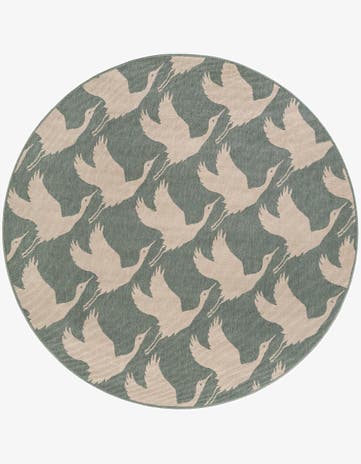 6' x 6' Easy-Clean Coastal Indoor / Outdoor Round Rug