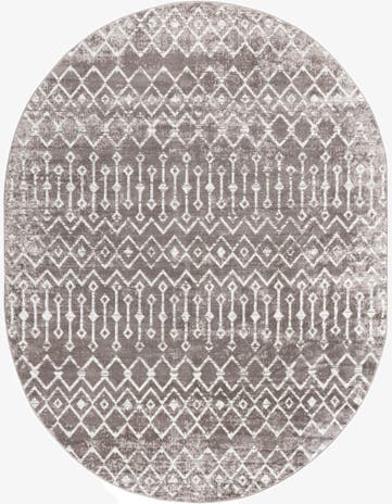 Stone Gray Bohemian Trellis Oval Rug