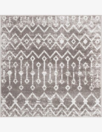 Stone Gray Bohemian Trellis Square Rug