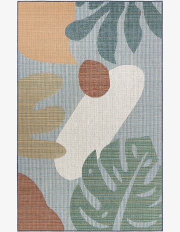 Sturgis · Abstract botanical Outdoor Rug, blue and multicolor