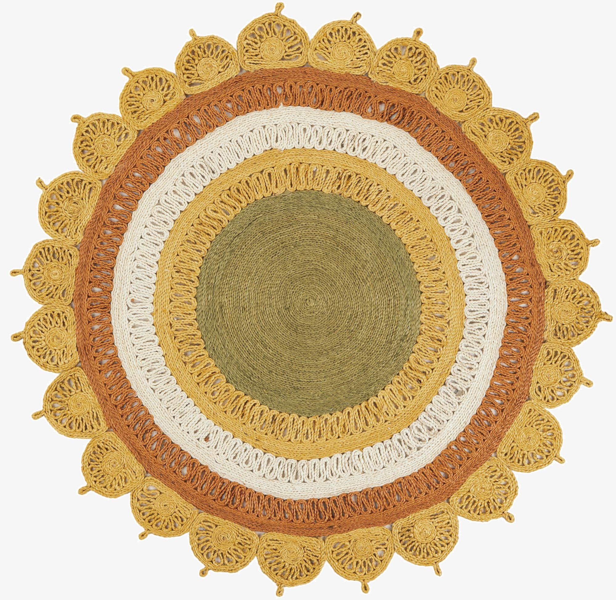 5' 3 x 5' 3  Hand Braided Jute Round Rug