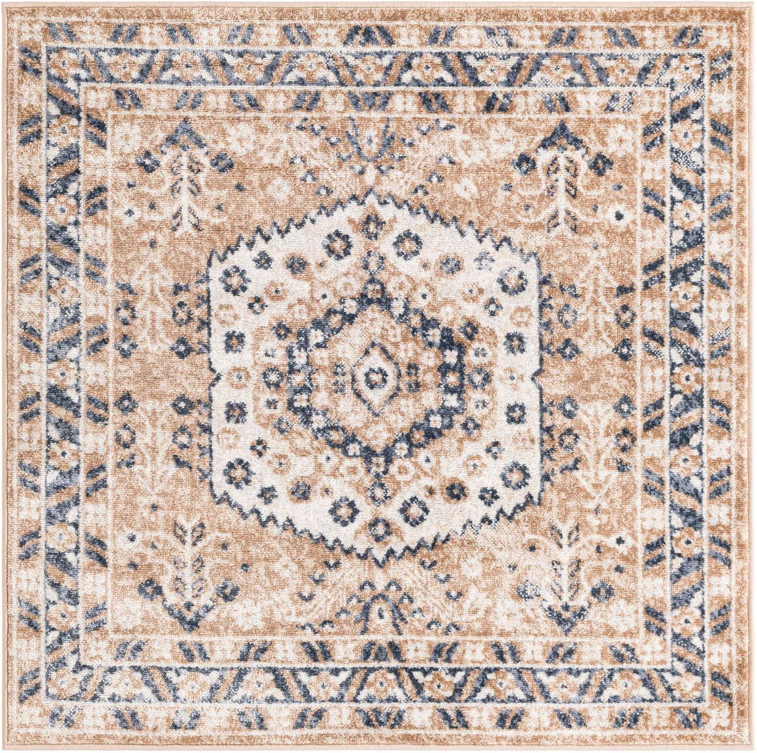4' x 4' Swallow · Border rug, beige