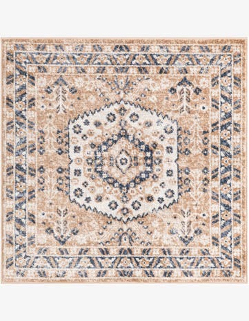 4' x 4' Swallow · Border rug, beige